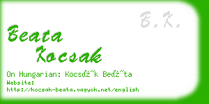 beata kocsak business card